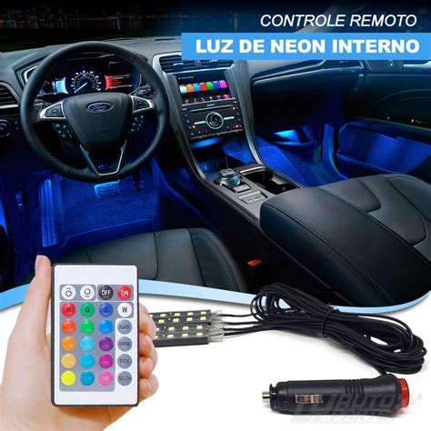Luz Led Neon Interno Automotivo Cores Tuning Controle Dy Auto Parts