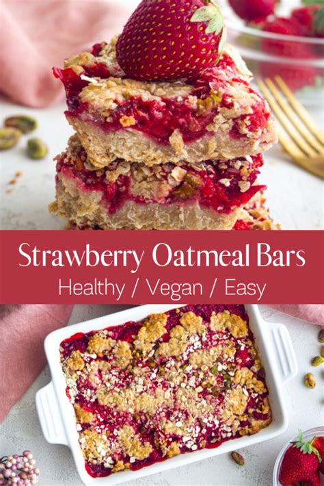 Healthy Strawberry Oatmeal Bars Vegan