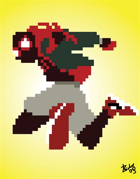 Tried To Draw Miles Morales As Pixel Art Spiderman