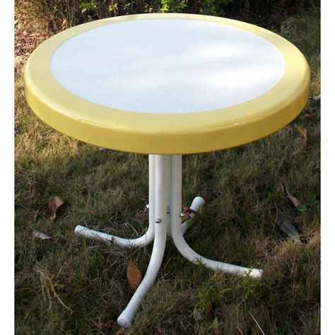 Retro Metal Round Side Table White And Yellow Dcg Stores