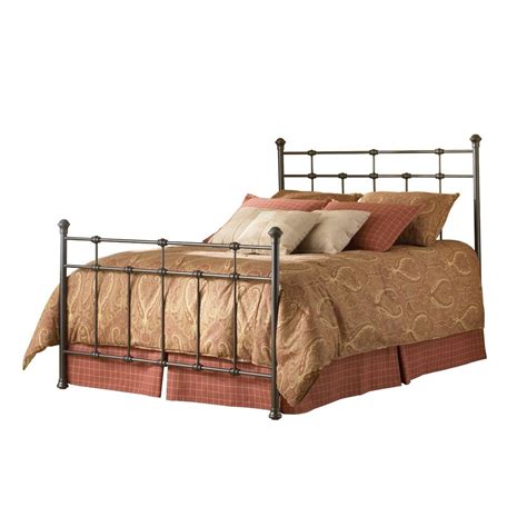 King Metal Bed With Headboard And Footboard In Hammered Brown Finish Bed Styling Headboards