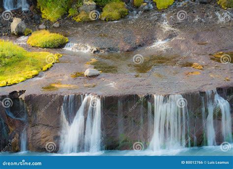 Hraunfossar Waterfalls Western Iceland Stock Photo Image Of