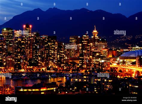 Vancouver Canada At Night Stock Photo Alamy