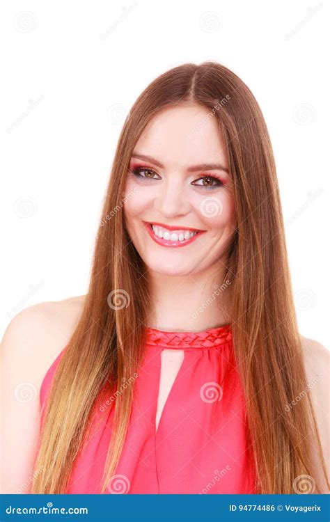 Woman Charming Girl Long Hair Face Makeup Stock Photo Image Of