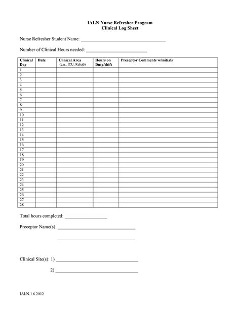 Excel Log Sheet Template