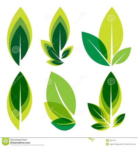 Green Leaves Logo Set Royalty Free Stock Photography Image 32611977
