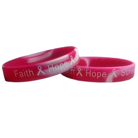 300pcs Pink Camo Breast Cancer Awareness Silicone Wristband Rubber