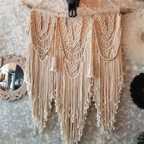 Large Woven Macrame Wall Hanging With Beads Canggu And Co