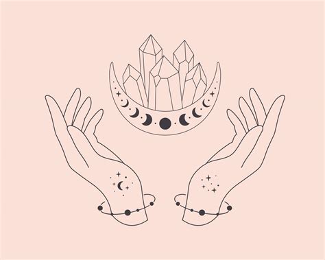 Hands With Celestial Mystical Symbols Mystical Esoteric Or Healing