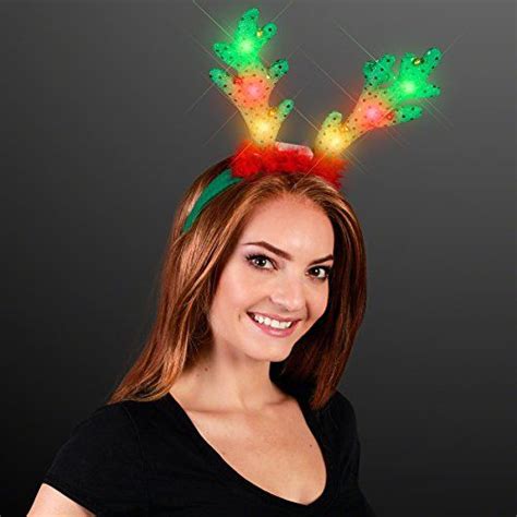 1125 Light Up Led Reindeer Antlers With Jingle Bells