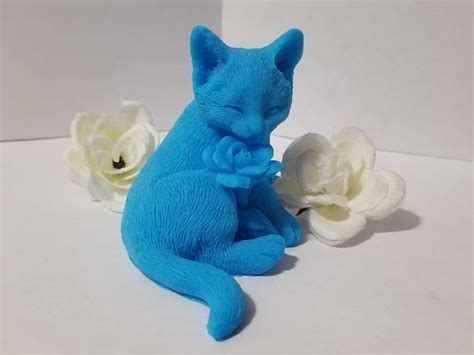 Cat Shaped Soap With Flower And Heart Custom Scent And Color Etsy