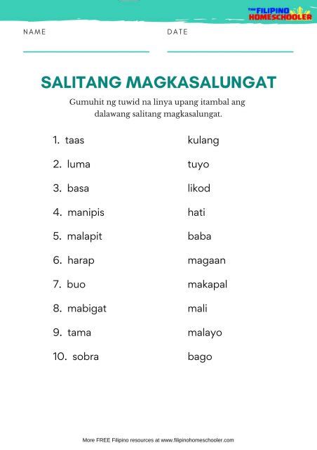 Salitang Magkasalungat Worksheets Set 3 — The Filipino Homeschooler
