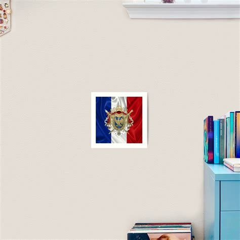 greater coat of arms of the first french empire over flag of france art print by captain7