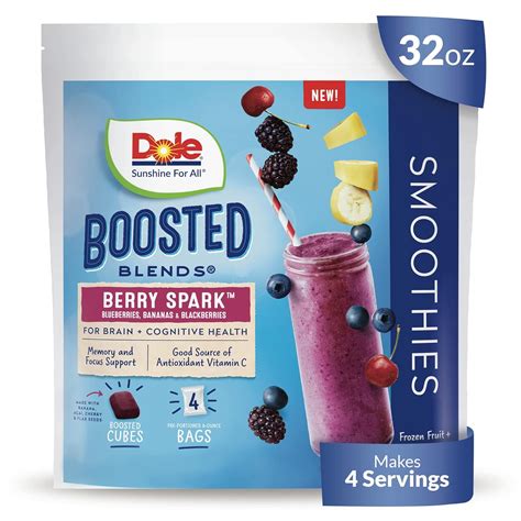 Buy Dole Boosted Blends Berry Spark Smoothie Mixed Fruit Blueberries