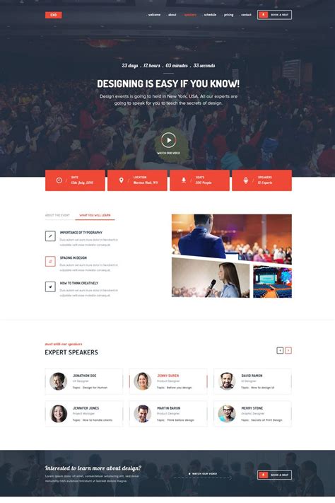 exo event landing page template