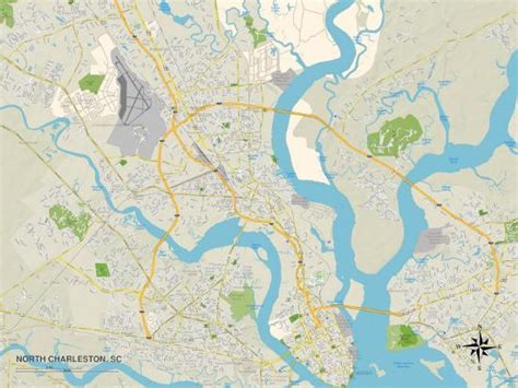 Political Map Of North Charleston Sc Prints