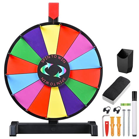 WinSpin 12" Editable Color Prize Wheel Wall Mounted Tabletop 14 Slots