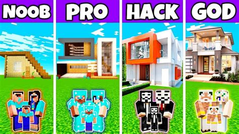 Minecraft Battle Excellent Modern House Build Challenge Noob Vs Pro