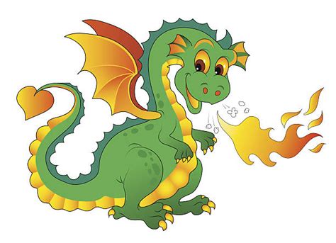 Clip Art Of Dragon Blowing Fire Illustrations Royalty Free Vector