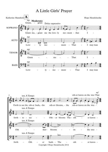 A Little Girls Prayer By Hope Mendelssohn Digital Sheet Music For