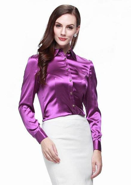 Purple Satin Blouse Satin Blouses Satin Blouse Pencil Skirt White