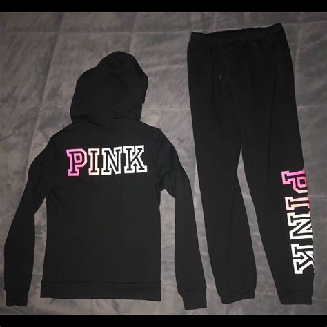 Victoria Secret Pink Sweat Suit Full Zip Hoodie And Sweats Size