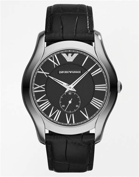 Emporio Armani Leather Strap Watch And Cufflinks T Set