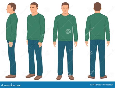Man Front Back And Side View Stock Vector Illustration Of Person