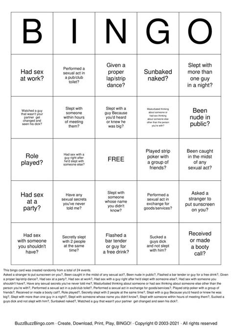 Sex Act Bingo Bingo Cards To Download Print And Customize