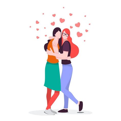 Free Vector Cute Lesbian Couple Illustrated