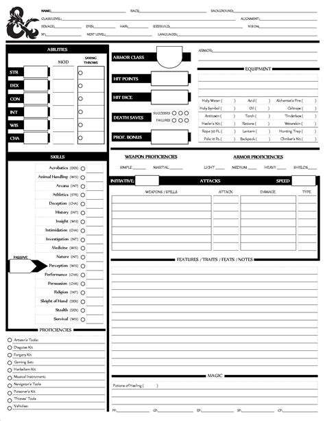 Printable Dnd Character Sheet Th Edition Printable Templates