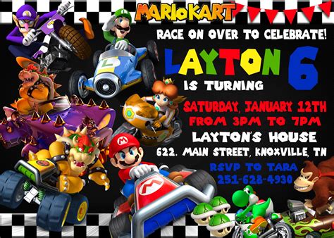Mario Kart Invitation Mario Kart Birthday Invite Mario Kart Etsy Canada