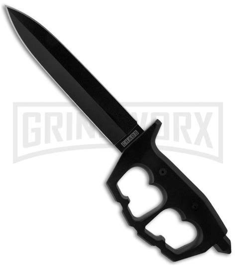 Cold Steel Chaos Double Edge Trench Fixed Blade Knife Black Plain