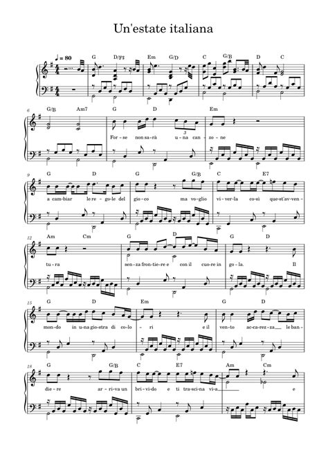 un estate italiana gianna nannini edoardo bennato sheet music for piano solo