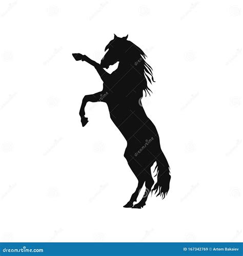 Rearing Horse Silhouette Illustration Isolated On White Background