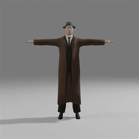 3d Model Simply Stylized Male Detective Low Poly 3d Model Vr Ar Low