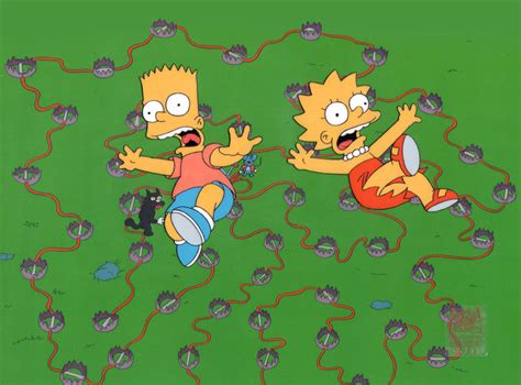 The Simpsons Original Prod Cel Bart Lisa With Itchy And Scratchy