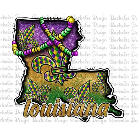 Mardi Gras Louisiana State Map Sublimation Design Mardi Gra Inspire