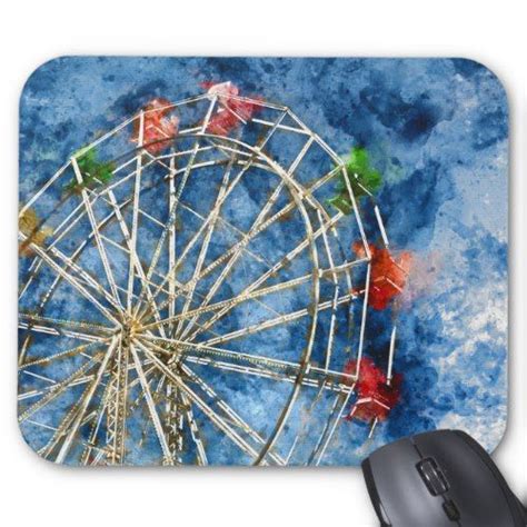 Watercolor Ferris Wheel In Santa Cruz California Mouse Pad