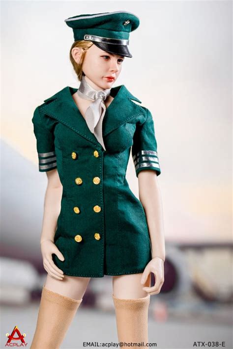 Female Sexy Flight Attendant Suit Set Green Ac Play Machinegun