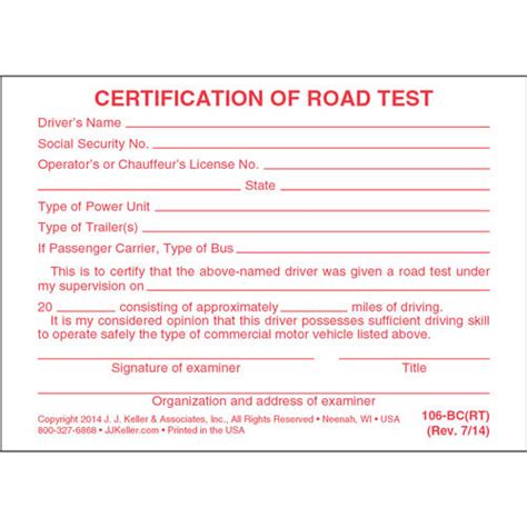 The department of transportation (dot) medical examination must be led by an authorized medical inspector listed on the federal motor carrier safety administration (fmcsa) national registry. Certification of Road Test - Pocket Cards