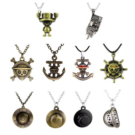 Jewelry Japanese Anime One Piece Necklace Pirate Luffy Anchor Skull