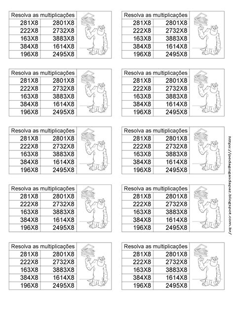 Continha De Multiplicação 4 Ano