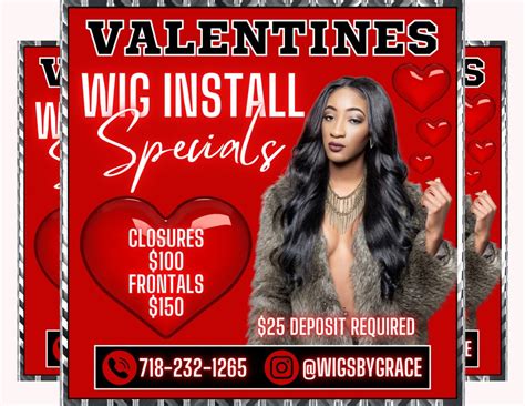 Valentines Day Wig Install Specials Flyer Template Wig Etsy