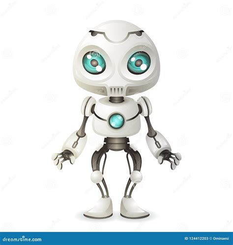 Robot Mascot Character Presenting On Roller Screen Vector Illustration