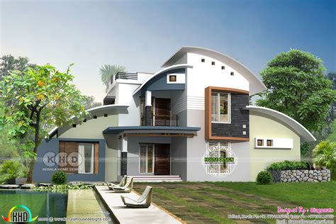 Modern Curved Roof House In 2622 Sq Ft Kerala Home Design And Floor