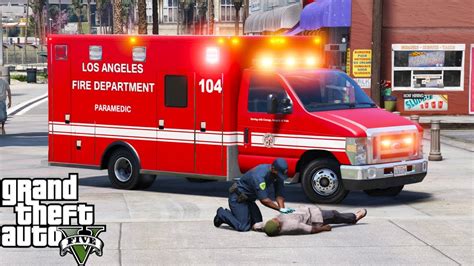Gta 5 Play As A Paramedic Mod 40 Lafd Rescue Ems Ambulance With Els