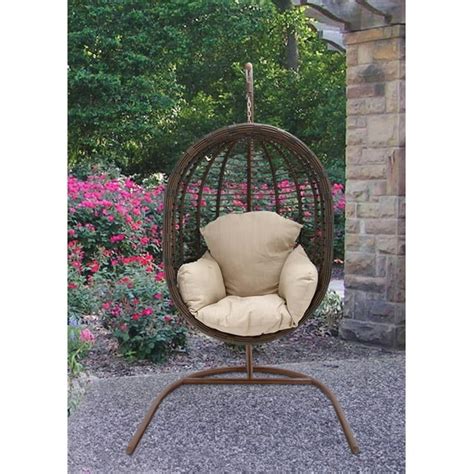 Hanover Outdoor Furniture Rattan Wicker Pod Swing Chair With Full Cream