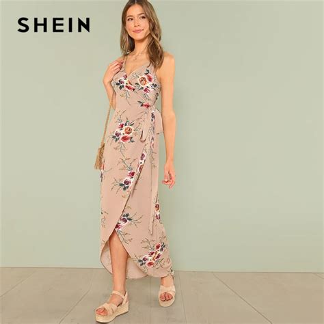 Buy Shein Multicolor Sexy Vacation Boho Bohemian Beach Flower Print Wrap Cami