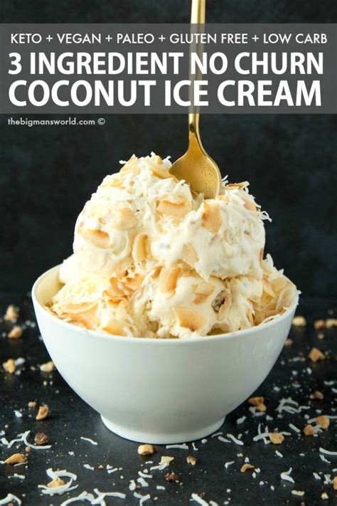 3 Ingredient Keto Coconut Ice Cream No Churn Vegan Paleo